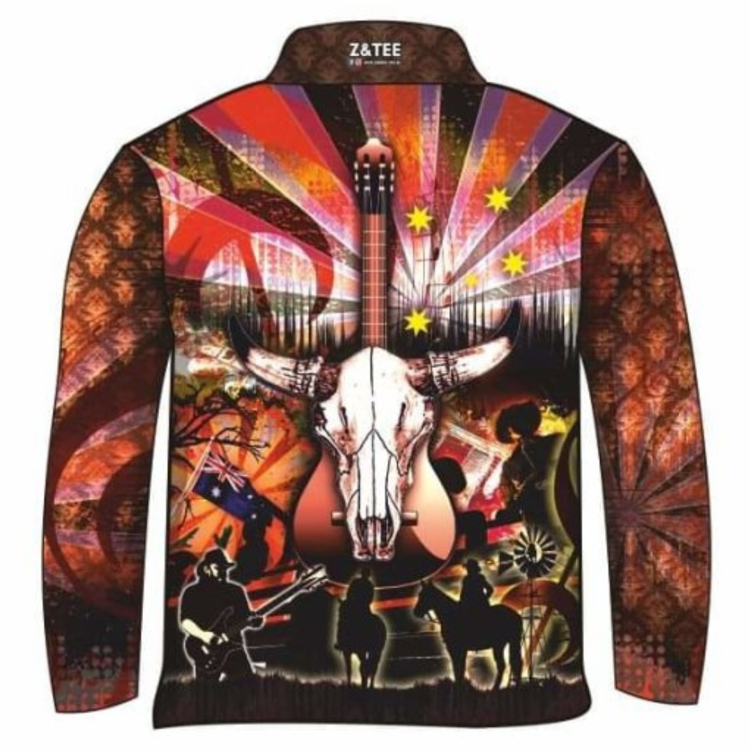 Western | Country Music Rusty Shirt Long or Short Sleeve Z and TEE camping COUNTRY WESTERN DESIGNS festival fishing LJM men MEN'S DESIGNS mens Preorder quick dry spo-default spo-disabled sun sun shirt sun shirts sunsafe uv