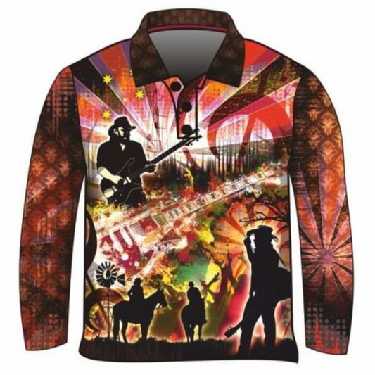 Western | Country Music Rusty Shirt Long or Short Sleeve Z and TEE camping COUNTRY WESTERN DESIGNS festival fishing LJM men MEN'S DESIGNS mens Preorder quick dry spo-default spo-disabled sun sun shirt sun shirts sunsafe uv