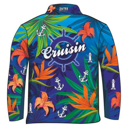 Cruise | Cruisin Marine Blue Cruise Shirt Long or Short Sleeve Z and TEE camping cruise Cruising fishing GROUP HOLIDAY LJM MATCHING men mens Preorder quick dry spo-default spo-disabled sun sun shirt sun shirts sunsafe tropical TROPICAL DESIGNS uv VACATION