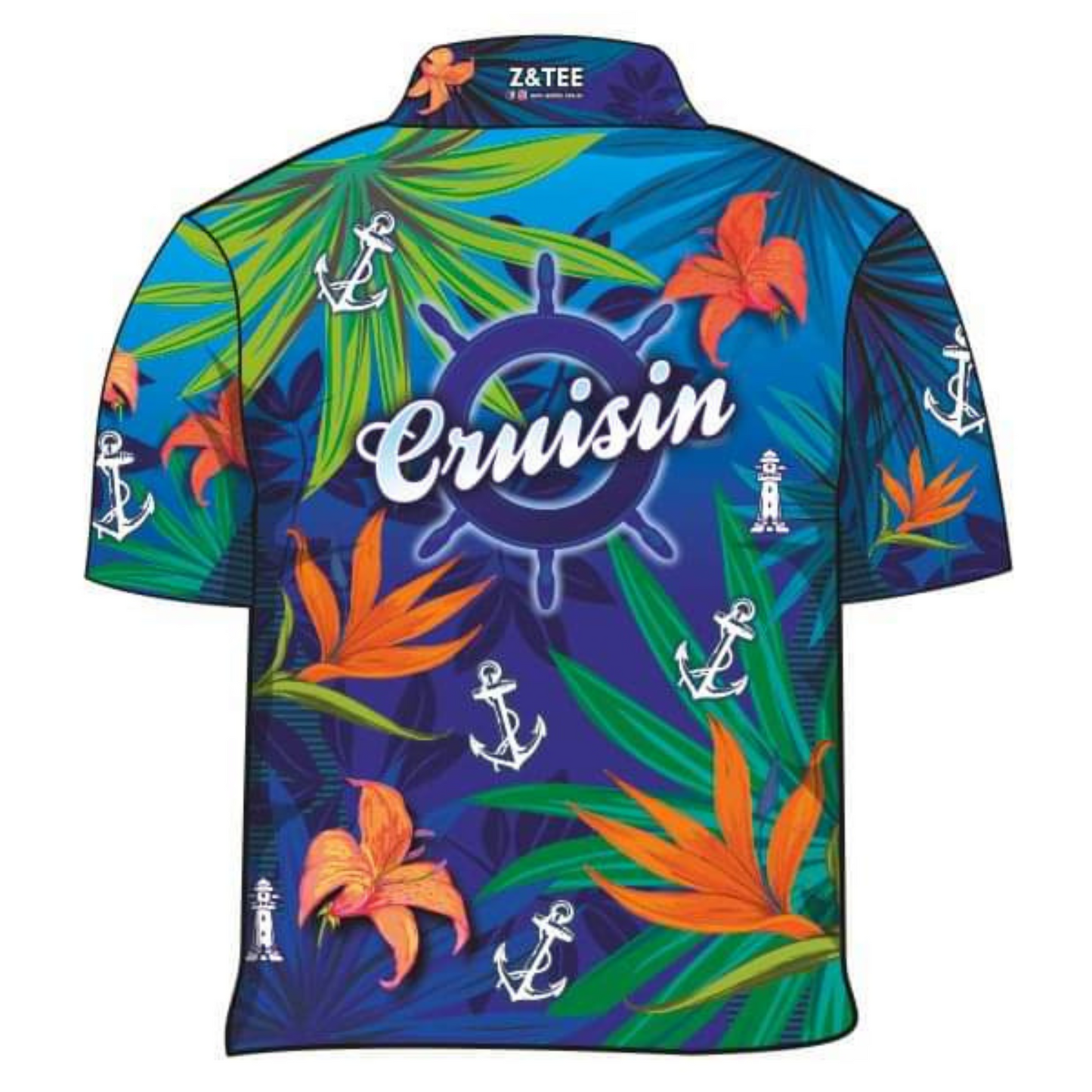 Cruise | Cruisin Marine Blue Cruise Shirt Long or Short Sleeve Z and TEE camping cruise Cruising fishing GROUP HOLIDAY LJM MATCHING men mens Preorder quick dry spo-default spo-disabled sun sun shirt sun shirts sunsafe tropical TROPICAL DESIGNS uv VACATION