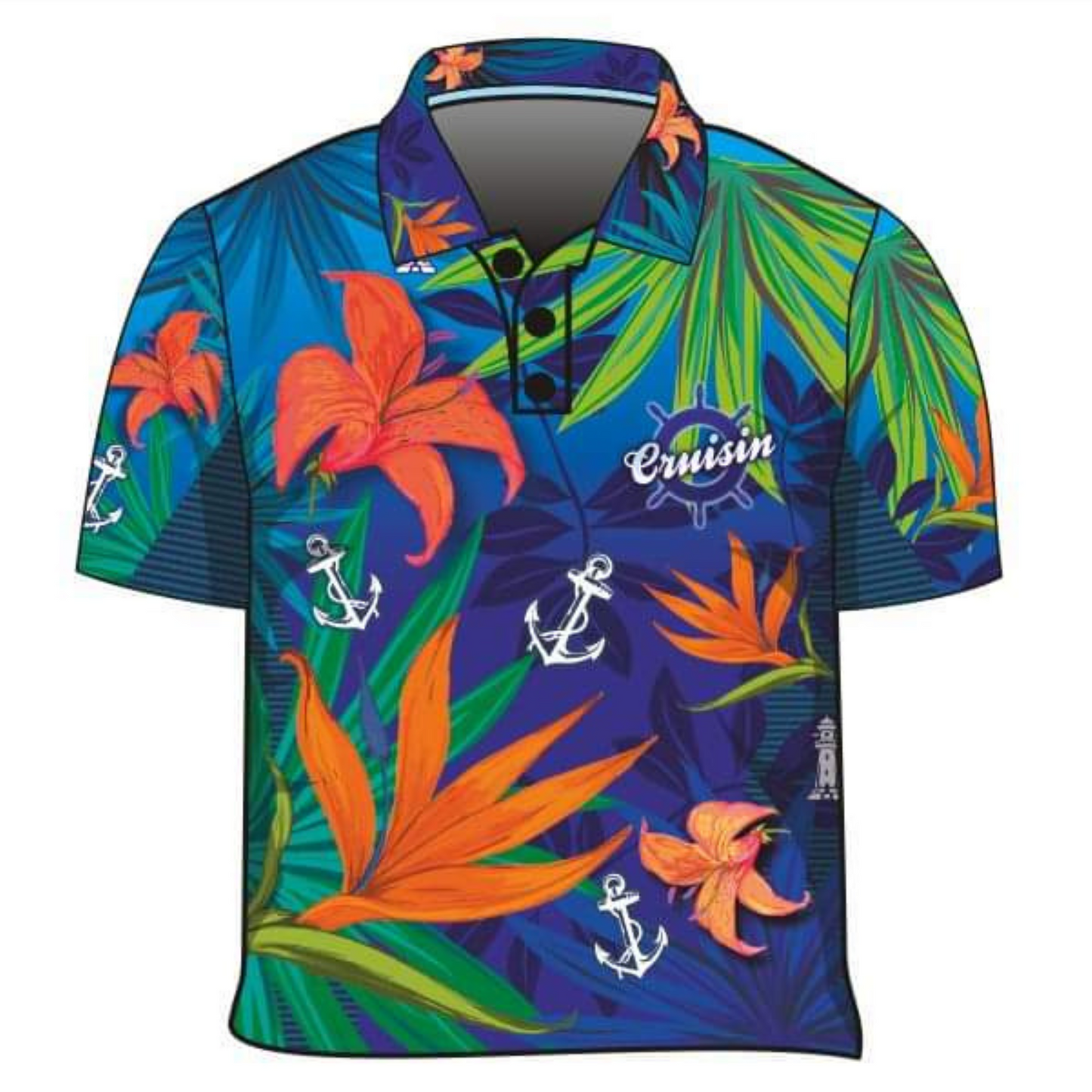 Cruise | Cruisin Marine Blue Cruise Shirt Long or Short Sleeve Z and TEE camping cruise Cruising fishing GROUP HOLIDAY LJM MATCHING men mens Preorder quick dry spo-default spo-disabled sun sun shirt sun shirts sunsafe tropical TROPICAL DESIGNS uv VACATION