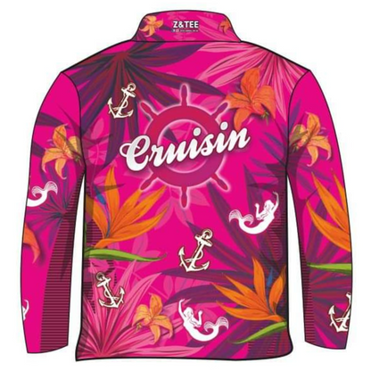 Cruise | Cruisin Marine Pink Cruise Shirt Long or Short Sleeve Z and TEE camping cruise dup-review-publication fishing LJM Preorder quick dry spo-default spo-disabled sun sun shirt sun shirts sunsafe tropical TROPICAL DESIGNS uv Women WOMEN'S DESIGNS Women's Fishing Women's Fishing Shirt womens