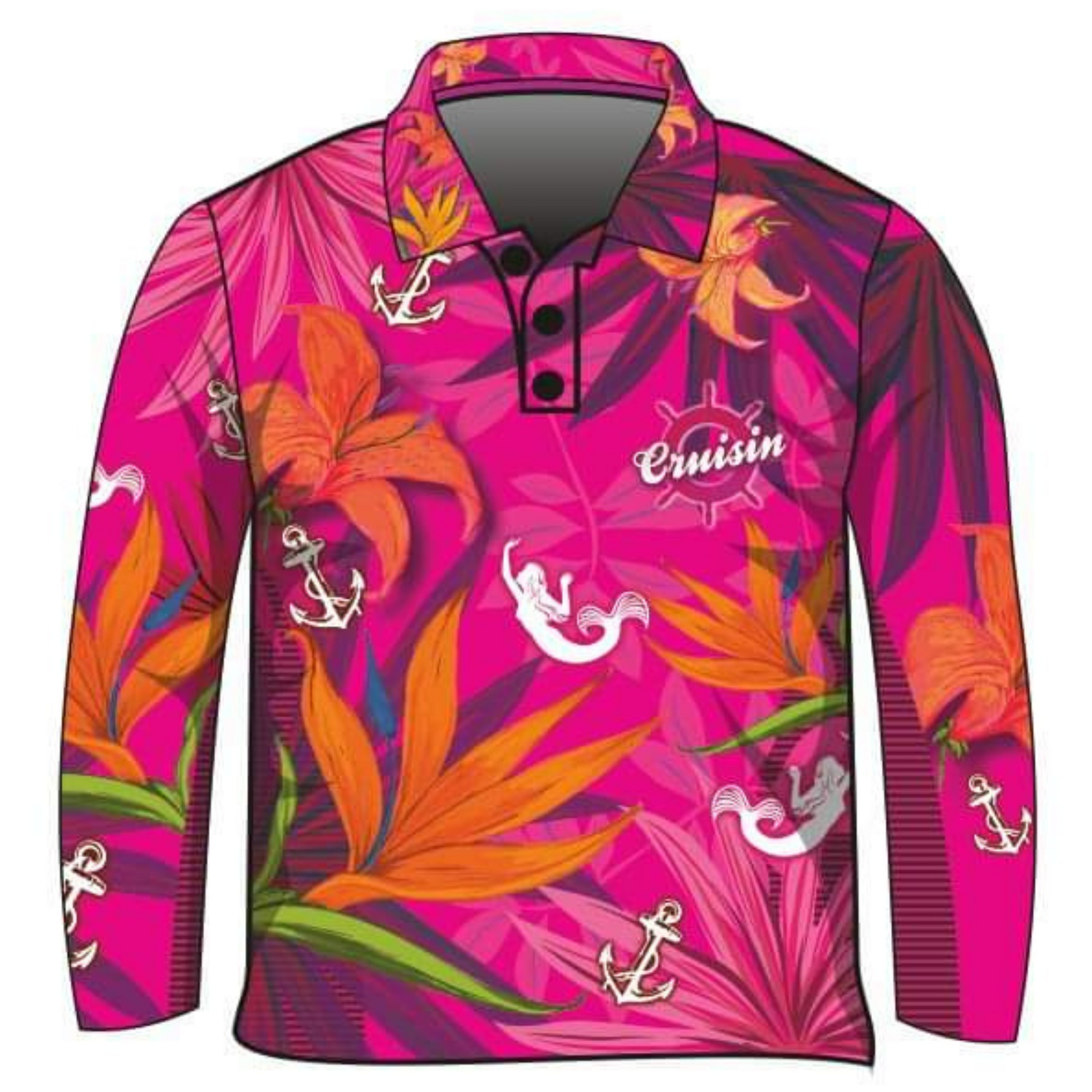 Cruise | Cruisin Marine Pink Cruise Shirt Long or Short Sleeve Z and TEE camping cruise dup-review-publication fishing LJM Preorder quick dry spo-default spo-disabled sun sun shirt sun shirts sunsafe tropical TROPICAL DESIGNS uv Women WOMEN'S DESIGNS Women's Fishing Women's Fishing Shirt womens