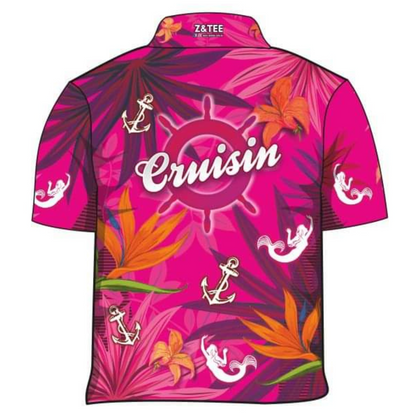 Cruise | Cruisin Marine Pink Cruise Shirt Long or Short Sleeve Z and TEE camping cruise dup-review-publication fishing LJM Preorder quick dry spo-default spo-disabled sun sun shirt sun shirts sunsafe tropical TROPICAL DESIGNS uv Women WOMEN'S DESIGNS Women's Fishing Women's Fishing Shirt womens