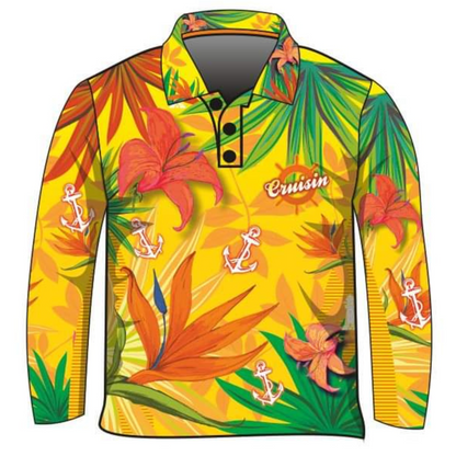 Cruise | Cruisin Marine Yellow Cruise Shirt Long or Short Sleeve Z and TEE Australia Australia Day Australian Australiana camping cruise dup-review-publication fishing LJM men mens Preorder quick dry spo-default spo-disabled sun sun shirt sun shirts sunsafe tropical TROPICAL DESIGNS uv