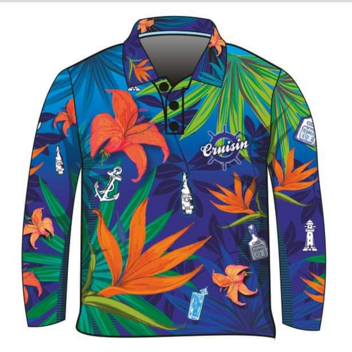 Cruise | Cruisin Party Blue Cruise Shirt Long or Short Sleeve Z and TEE Australia Australia Day Australian Australiana camping cruise dup-review-publication fishing LJM men mens Preorder quick dry spo-default spo-disabled sun sun shirt sun shirts sunsafe tropical TROPICAL DESIGNS uv