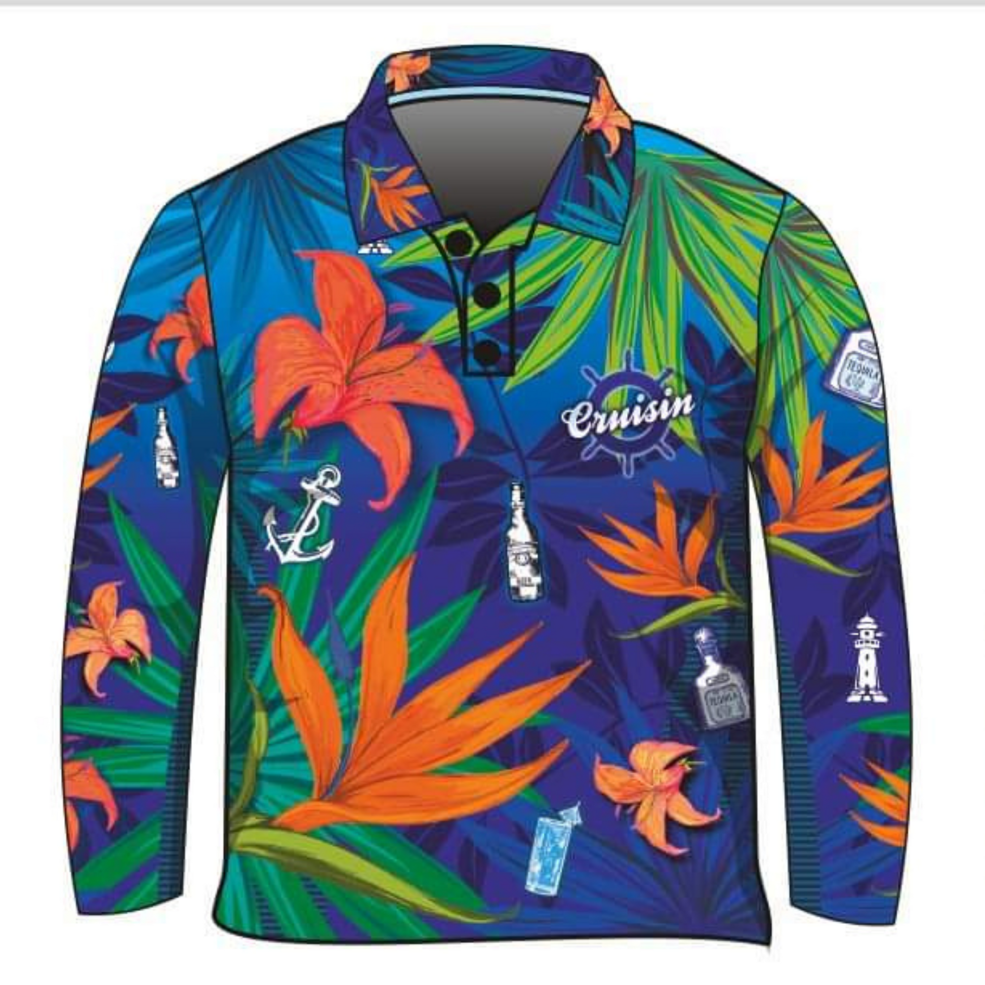 Cruise | Cruisin Party Blue Cruise Shirt Long or Short Sleeve Z and TEE Australia Australia Day Australian Australiana camping cruise dup-review-publication fishing LJM men mens Preorder quick dry spo-default spo-disabled sun sun shirt sun shirts sunsafe tropical TROPICAL DESIGNS uv
