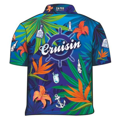 Cruise | Cruisin Party Blue Cruise Shirt Long or Short Sleeve Z and TEE Australia Australia Day Australian Australiana camping cruise dup-review-publication fishing LJM men mens Preorder quick dry spo-default spo-disabled sun sun shirt sun shirts sunsafe tropical TROPICAL DESIGNS uv