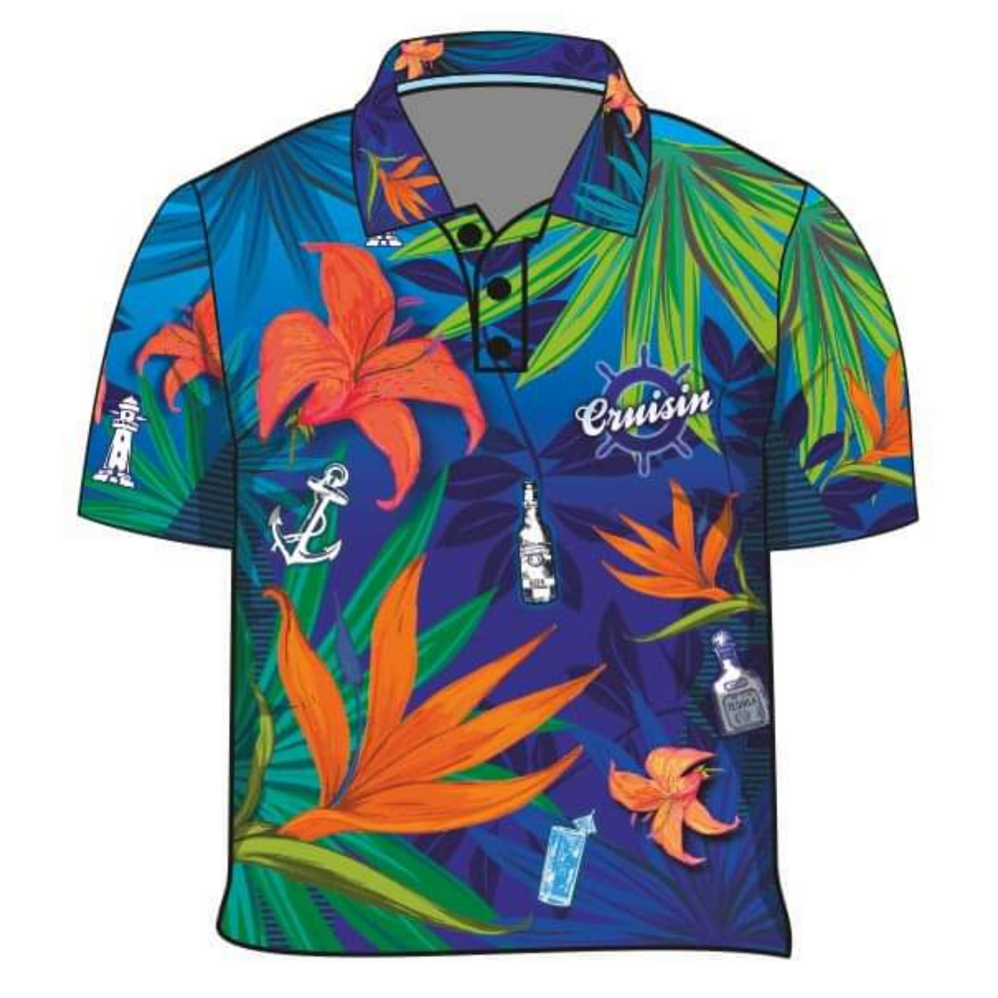 Cruise | Cruisin Party Blue Cruise Shirt Long or Short Sleeve Z and TEE Australia Australia Day Australian Australiana camping cruise dup-review-publication fishing LJM men mens Preorder quick dry spo-default spo-disabled sun sun shirt sun shirts sunsafe tropical TROPICAL DESIGNS uv