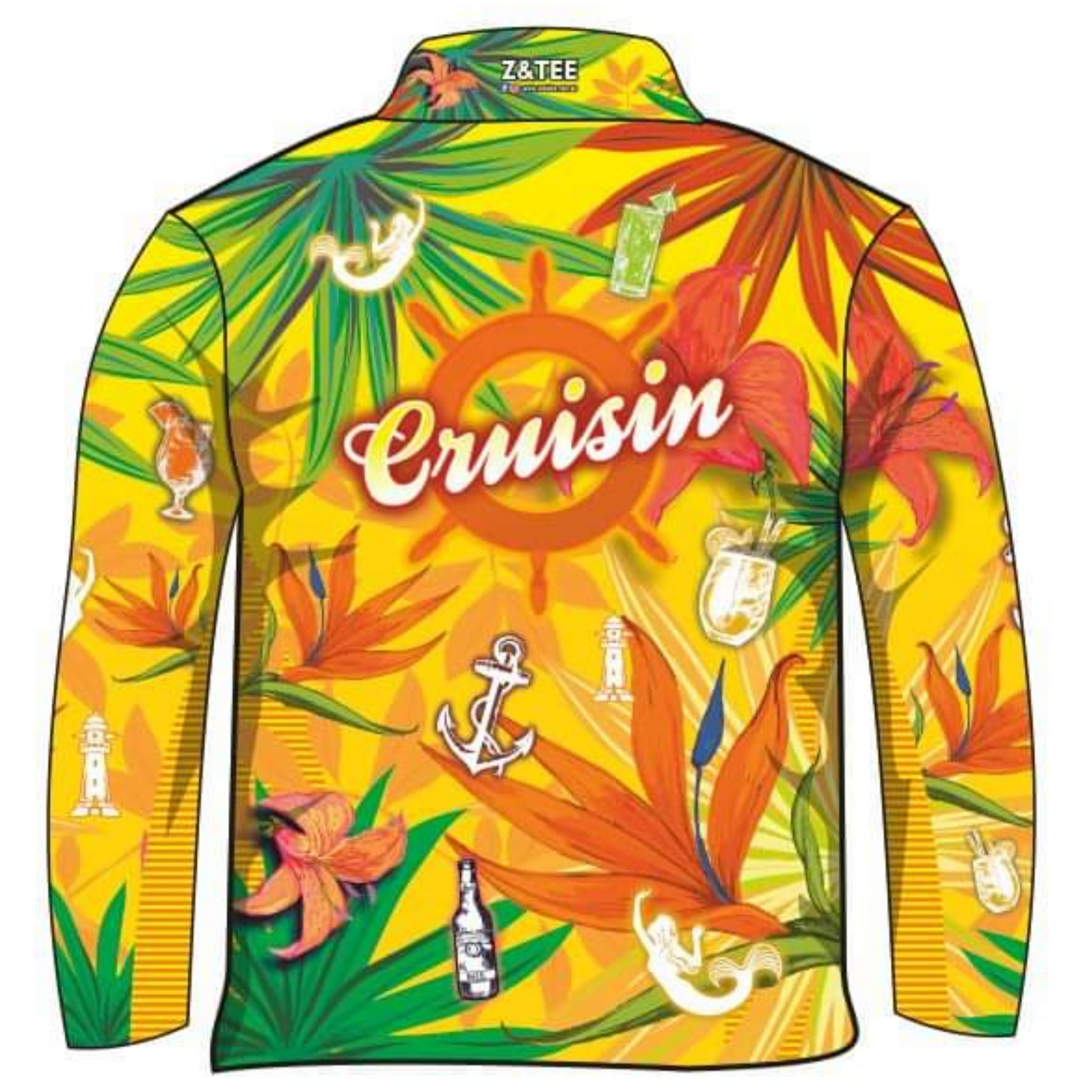 Cruise | Cruisin Party Yellow Cruise Shirt Long or Short Sleeve Z and TEE Australia Australia Day Australian Australiana camping cruise dup-review-publication fishing LJM men mens Preorder quick dry spo-default spo-disabled sun sun shirt sun shirts sunsafe tropical TROPICAL DESIGNS uv
