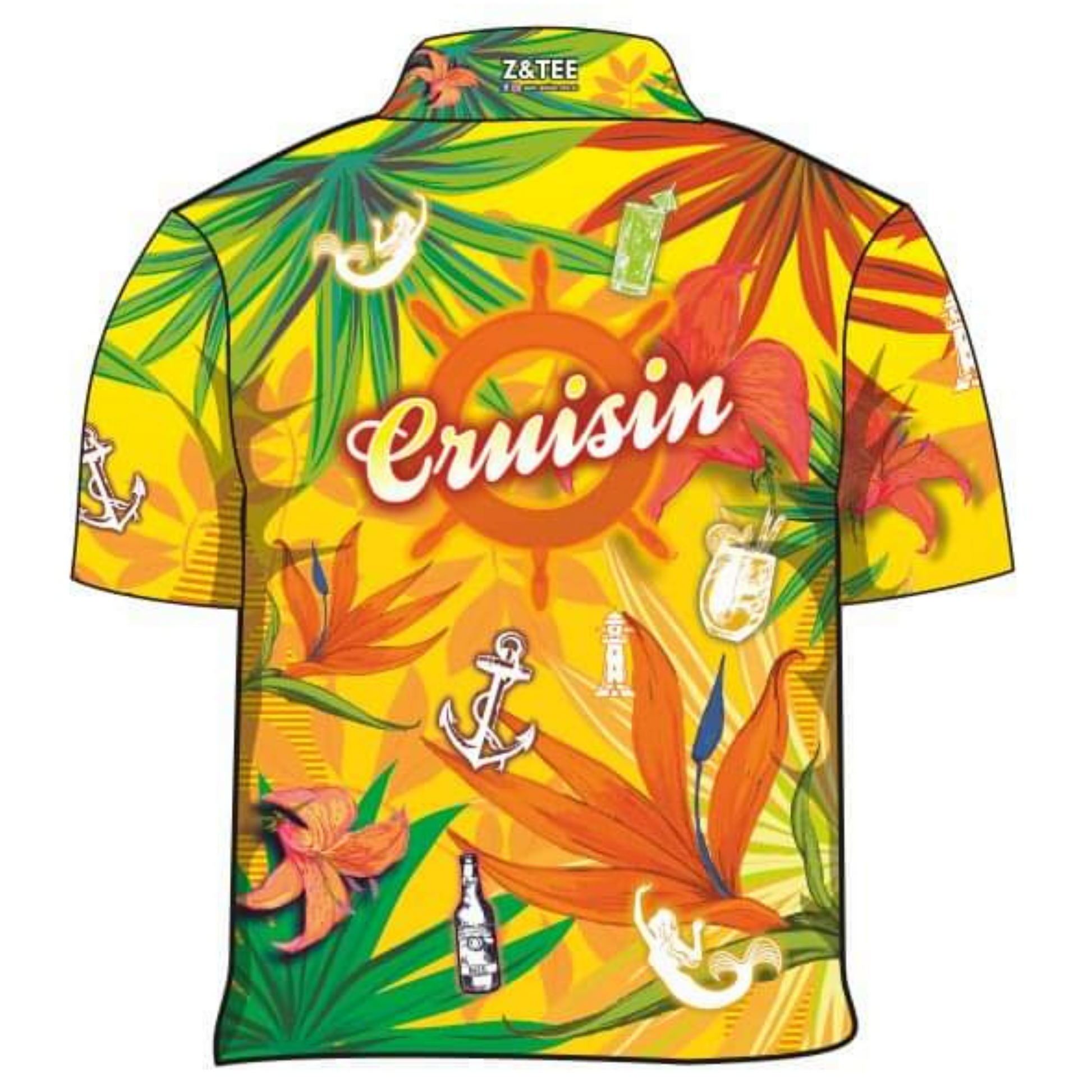 Cruise | Cruisin Party Yellow Cruise Shirt Long or Short Sleeve Z and TEE Australia Australia Day Australian Australiana camping cruise dup-review-publication fishing LJM men mens Preorder quick dry spo-default spo-disabled sun sun shirt sun shirts sunsafe tropical TROPICAL DESIGNS uv