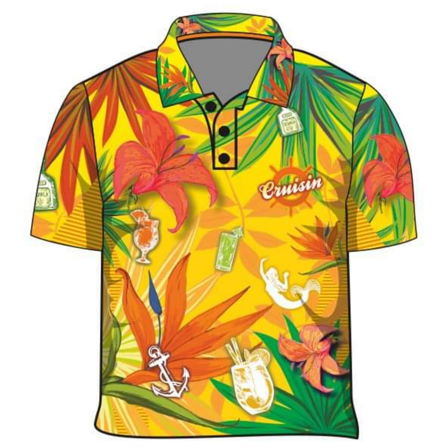 Cruise | Cruisin Party Yellow Cruise Shirt Long or Short Sleeve Z and TEE Australia Australia Day Australian Australiana camping cruise dup-review-publication fishing LJM men mens Preorder quick dry spo-default spo-disabled sun sun shirt sun shirts sunsafe tropical TROPICAL DESIGNS uv