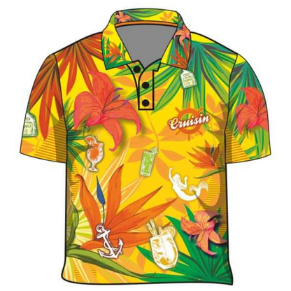 Cruise | Cruisin Party Yellow Cruise Shirt Long or Short Sleeve Z and TEE Australia Australia Day Australian Australiana camping cruise dup-review-publication fishing LJM men mens Preorder quick dry spo-default spo-disabled sun sun shirt sun shirts sunsafe tropical TROPICAL DESIGNS uv