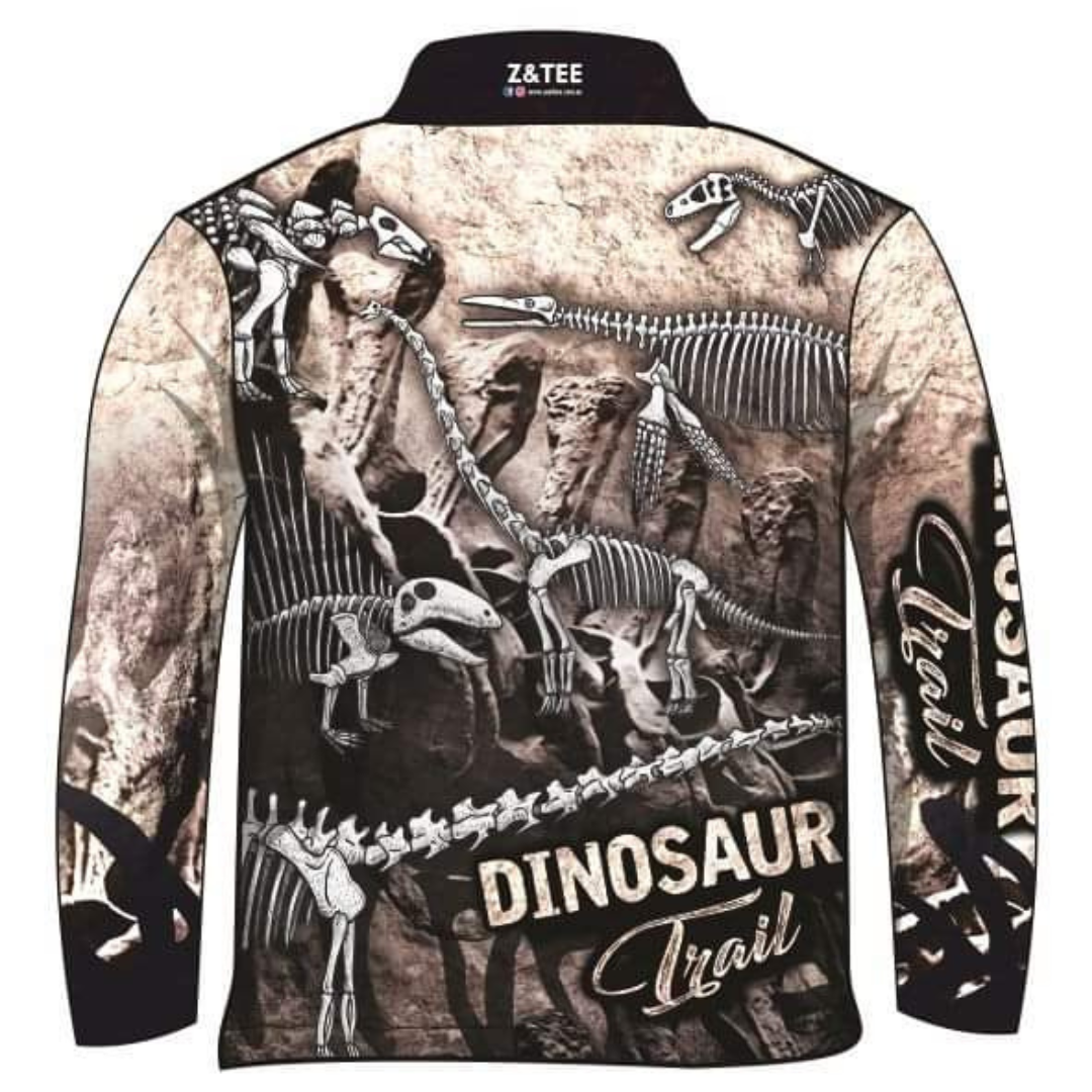 Dinosaur Trail Fossils Bone Fishing Shirt Z and TEE BOYS DESIGNS camping fishing LJM men mens Preorder quick dry spo-default spo-disabled sun sun shirt sun shirts sunsafe uv