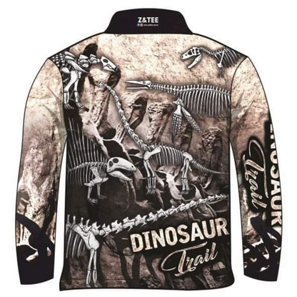 Dinosaur Trail Fossils Bone Fishing Shirt Z and TEE BOYS DESIGNS camping fishing LJM men mens Preorder quick dry spo-default spo-disabled sun sun shirt sun shirts sunsafe uv