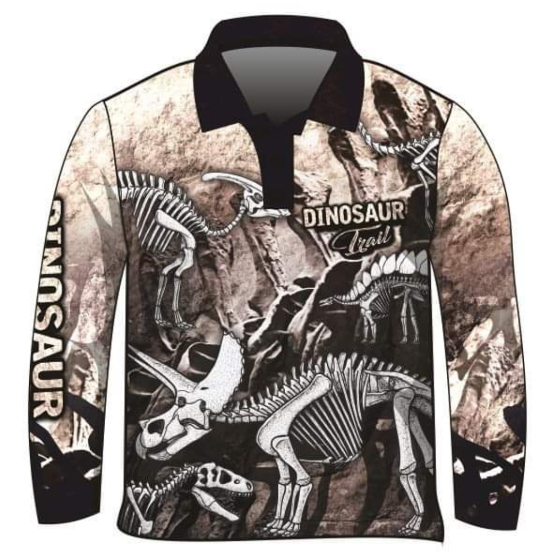 Dinosaur Trail Fossils Bone Fishing Shirt Z and TEE BOYS DESIGNS camping fishing LJM men mens Preorder quick dry spo-default spo-disabled sun sun shirt sun shirts sunsafe uv