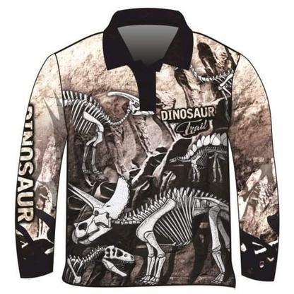 Dinosaur Trail Fossils Bone Fishing Shirt Z and TEE BOYS DESIGNS camping fishing LJM men mens Preorder quick dry spo-default spo-disabled sun sun shirt sun shirts sunsafe uv