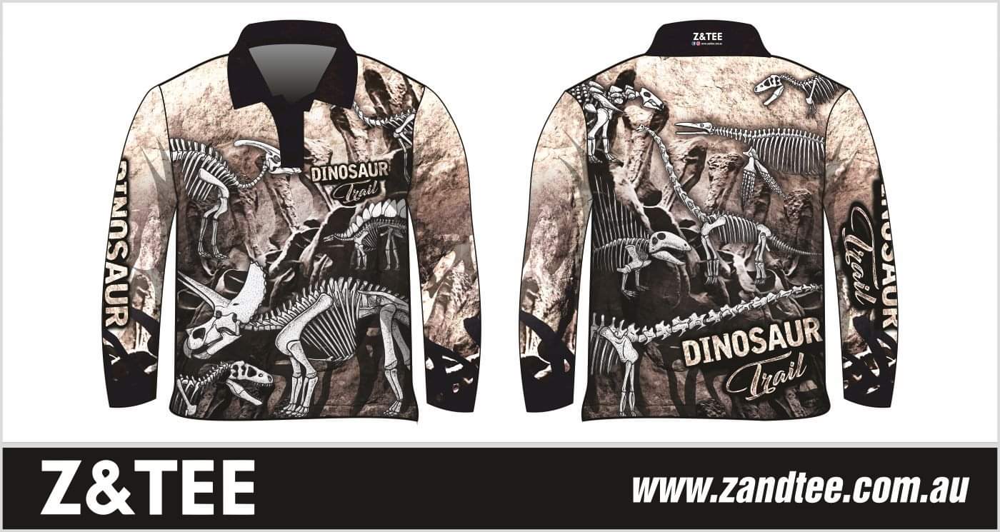 Dinosaur Trail Fossils Bone Fishing Shirt Z and TEE BOYS DESIGNS camping fishing LJM men mens Preorder quick dry spo-default spo-disabled sun sun shirt sun shirts sunsafe uv