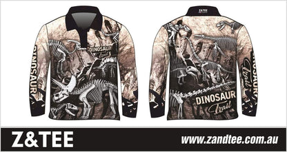 Dinosaur Trail Fossils Bone Fishing Shirt Z and TEE BOYS DESIGNS camping fishing LJM men mens Preorder quick dry spo-default spo-disabled sun sun shirt sun shirts sunsafe uv
