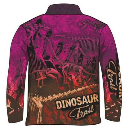 Kids | Dinosaur Trail Fossils Purple Shirt Z and TEE camping fishing GIRLS DESIGNS LJM men mens Preorder quick dry spo-default spo-disabled sun sun shirt sun shirts sunsafe uv
