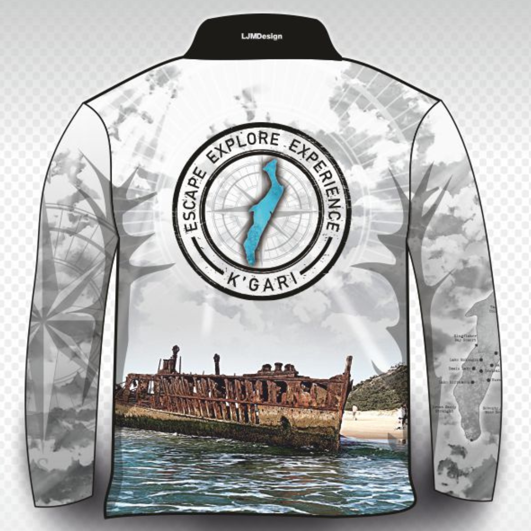 Fraser Island | Escape Explore K'gari (Fraser Island) Shirt Long or Short Sleeve Z and TEE 4x4 boy boys camping fishing FRASER ISLAND DESIGNS K'gari LJM men mens Preorder quick dry spo-default spo-disabled sun sun shirt sun shirts sunsafe travel uv