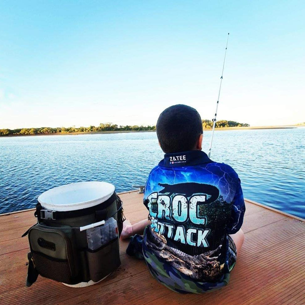Croc Attack Fishing Shirt Long or Short Sleeve Z and TEE barramundi boy boys COUNTRY WESTERN DESIGNS fishing LJM men mens Preorder quick dry spo-default spo-disabled sun sun shirt sun shirts sunsafe uv western