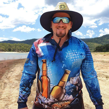 Australian | Cheers to the Weekend Shirt Long or Short Sleeve Z and TEE AUSSIE FLAG Australia Australia Day Australian camping FISH DESIGNS fishing LJM men MEN'S DESIGNS mens Preorder quick dry spo-default spo-disabled sun sun shirt sun shirts sunsafe uv