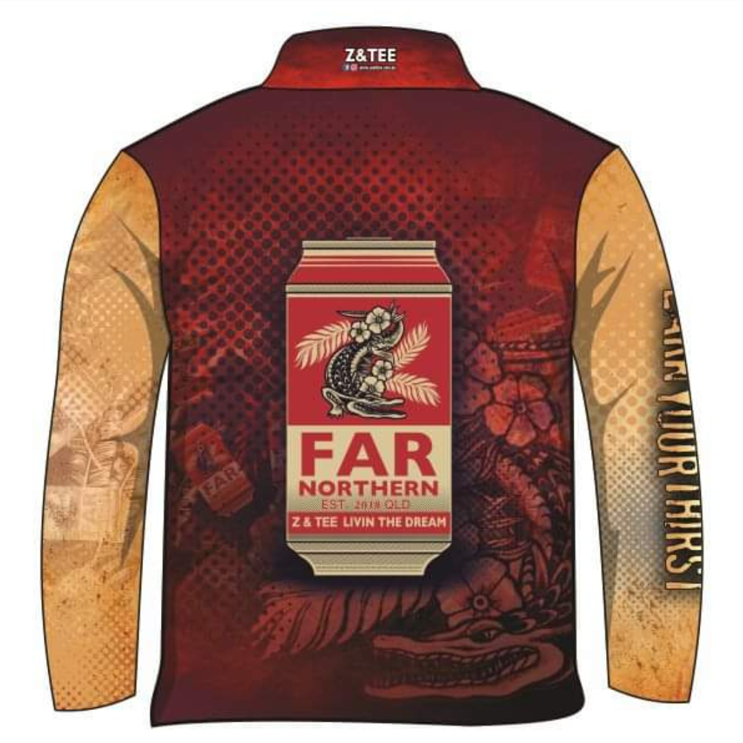 Men's | Far Northern Beer Maroon Shirt Long or Short Sleeve Z and TEE Australia Australia Day Australian camping COUNTRY WESTERN DESIGNS fishing LJM men mens MENS DESIGNS Preorder quick dry spo-default spo-disabled sun sun shirt sun shirts sunsafe uv