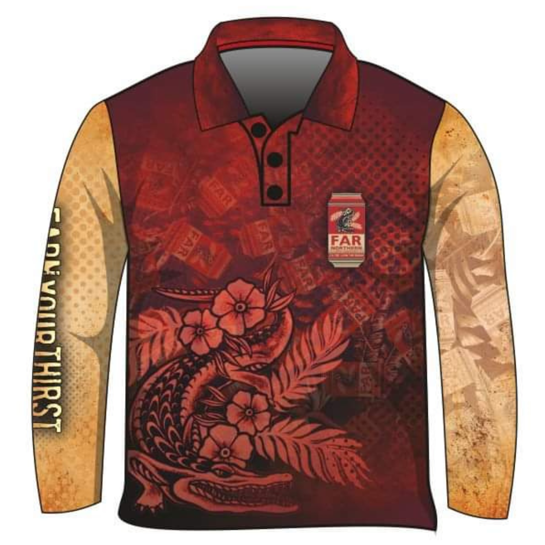 Men's | Far Northern Beer Maroon Shirt Long or Short Sleeve Z and TEE Australia Australia Day Australian camping COUNTRY WESTERN DESIGNS fishing LJM men mens MENS DESIGNS Preorder quick dry spo-default spo-disabled sun sun shirt sun shirts sunsafe uv