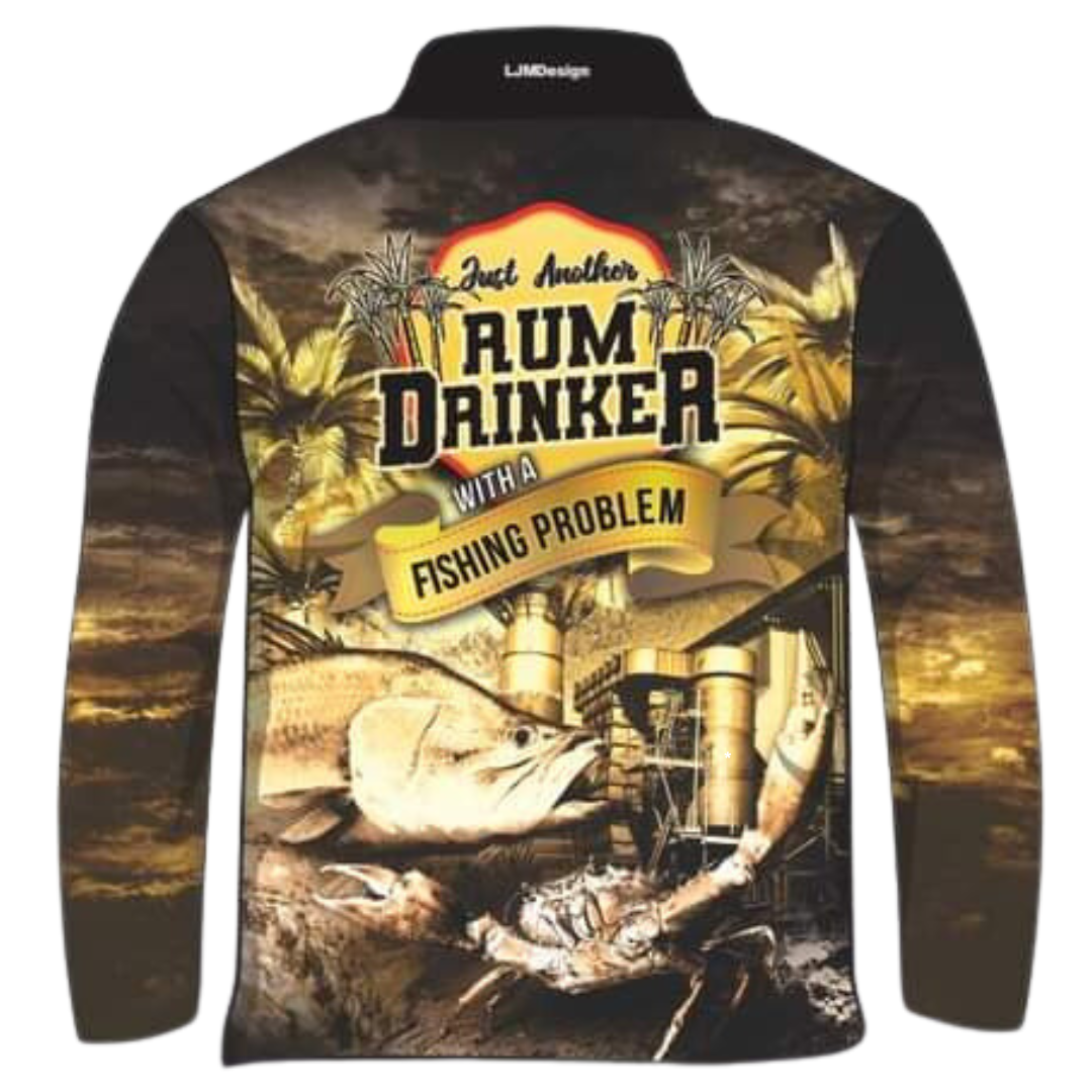 Fishing | Barra Paradise Rum Drinker Shirt Long or Short Sleeve Z and TEE barra barramundai bundaberg Bundy FISH DESIGNS fishing LJM men MEN'S DESIGNS mens MENS DESIGNS Preorder quick dry rum spo-default spo-disabled sun sun shirt sun shirts sunsafe uv