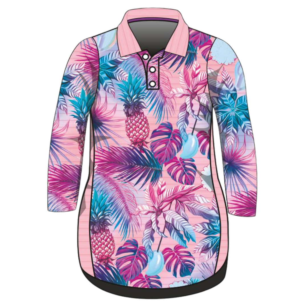 Tropical | Tropical Punch Pink Lifestyle Dress Long or Short Sleeve Z and TEE cruise Cruising girls PATTERN AND PLAIN DESIGNS tropical TROPICAL DESIGNS WOMEN'S DESIGNS womens