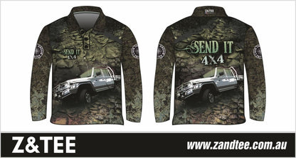 Rugby Shorts | Send It 4x4 Khaki LJM Designs 4wd 4x4 4X4 DESIGNS camping FISHING in stock LJM men MEN'S DESIGNS mens MENS DESIGNS quick dry spo-default spo-disabled sun sun shirt sun shirts sunsafe SWIMMING uv z&tee
