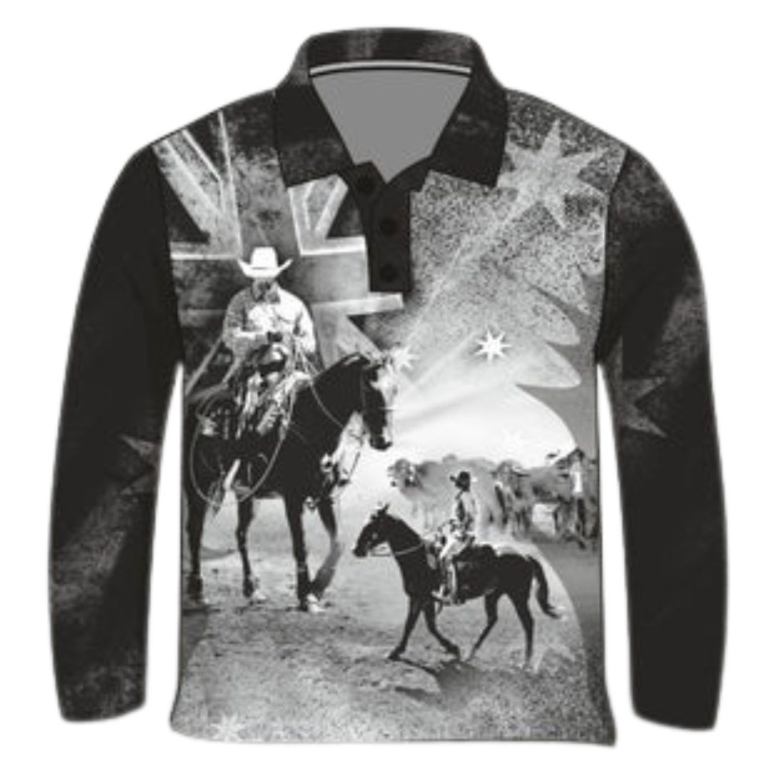 Western | Aussie Flag Bull Shirt Long or Short Sleeve Z and TEE blue bull camping COUNTRY WESTERN DESIGNS cow cowboy horse LJM men MEN'S DESIGNS mens Preorder quick dry spo-default spo-disabled sun sun shirt sun shirts sunsafe uv western