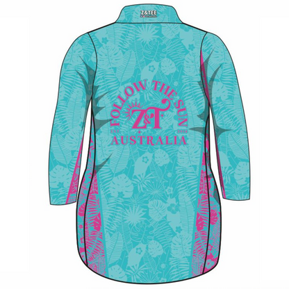 Pattern | Follow the Sun Tropical Turquoise Lifestyle Dress Long or Short Sleeve Z and TEE cruise girls MANDALA tropical TROPICAL DESIGNS WOMEN'S DESIGNS womens