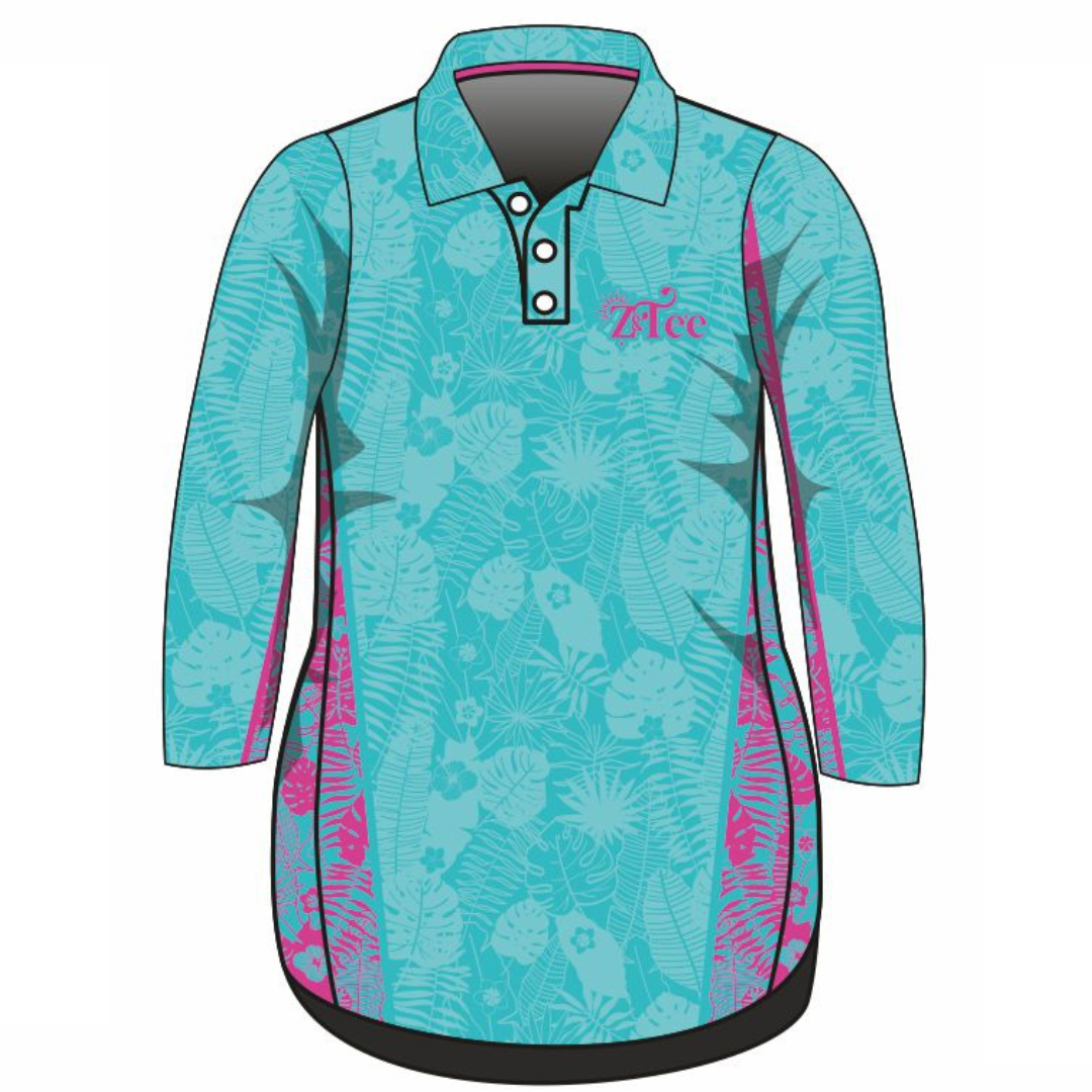 Pattern | Follow the Sun Tropical Turquoise Lifestyle Dress Long or Short Sleeve Z and TEE cruise girls MANDALA tropical TROPICAL DESIGNS WOMEN'S DESIGNS womens