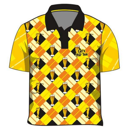 Men's | Golf & Beer Yellow Shirt Long or Short Sleeve Z and TEE Australia Australia Day Australian BUCKS PARTY camping fishing LJM men MEN'S DESIGNS mens Preorder quick dry spo-default spo-disabled sun sun shirt sun shirts sunsafe uv