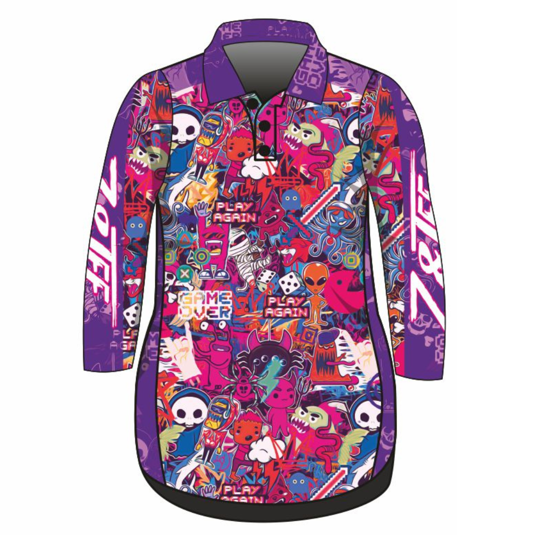 Graffiti Dress Long or Short Sleeve Z and TEE fishing dress GIRL'S DESIGNS Girl's Fishing girls kid Kid's Fishing Kid's Fishing Apparel Kid's Fishing Shirt Kid's Uv Rated Shirts KIDS KIDS ALL kids design KIDS DESIGNS Kids UV rated shirt minecraft pink purple