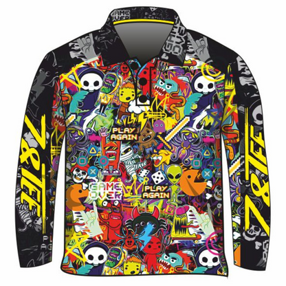 Kids | Graffiti Yellow Shirt Long or Short Sleeve Z and TEE boy boys BOYS DESIGNS camping fishing gamer gaming KIDS KIDS ALL kids design KIDS DESIGNS Kids UV rated shirt LJM minecraft Preorder quick dry spo-default spo-disabled sun sun shirt sun shirts sunsafe uv yellow