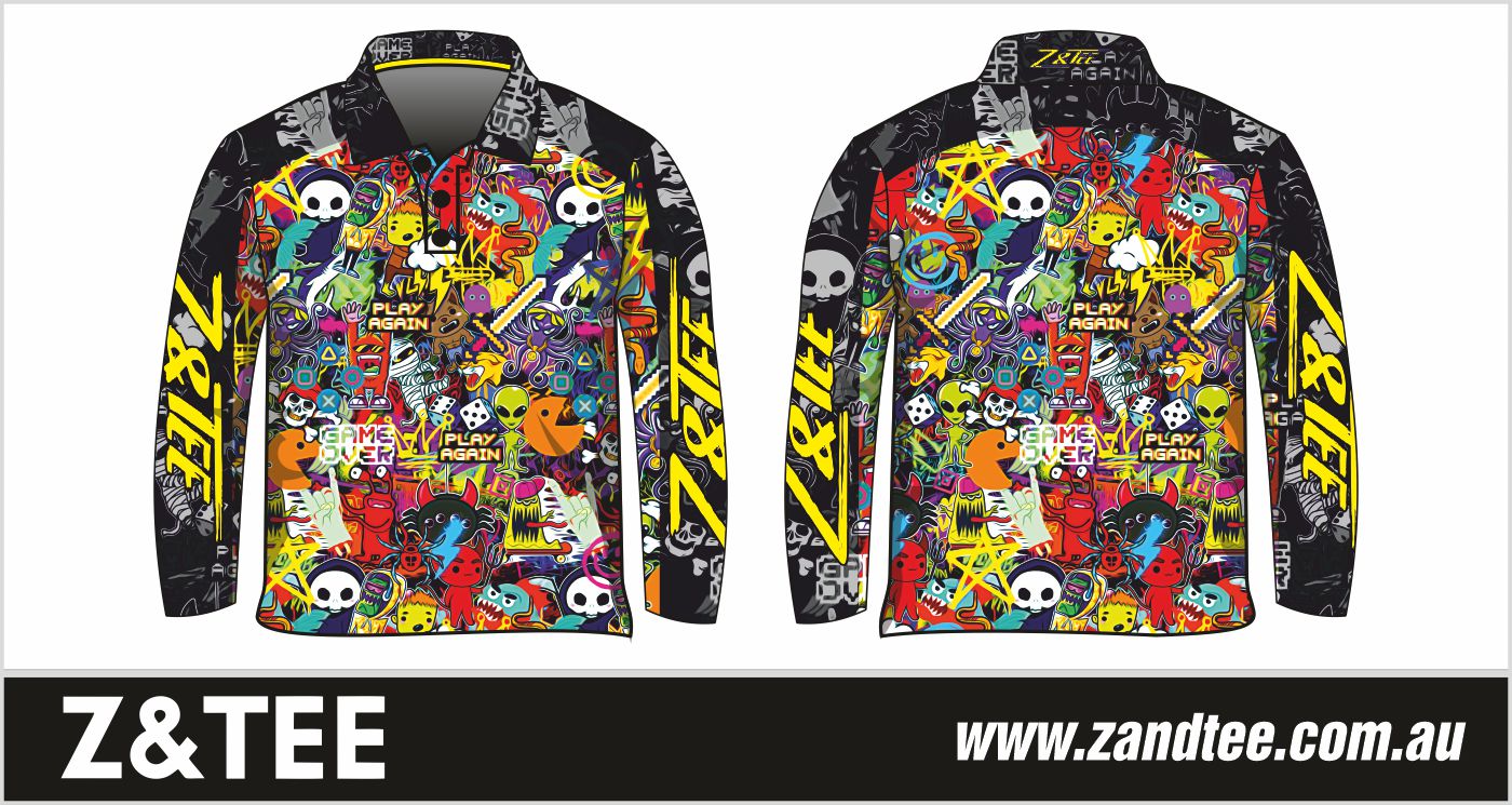 Kids | Graffiti Yellow Shirt Long or Short Sleeve Z and TEE boy boys BOYS DESIGNS camping fishing gamer gaming KIDS KIDS ALL kids design KIDS DESIGNS Kids UV rated shirt LJM minecraft Preorder quick dry spo-default spo-disabled sun sun shirt sun shirts sunsafe uv yellow