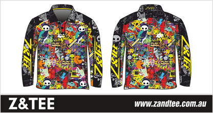 Kids | Graffiti Yellow Shirt Long or Short Sleeve Z and TEE boy boys BOYS DESIGNS camping fishing gamer gaming KIDS KIDS ALL kids design KIDS DESIGNS Kids UV rated shirt LJM minecraft Preorder quick dry spo-default spo-disabled sun sun shirt sun shirts sunsafe uv yellow