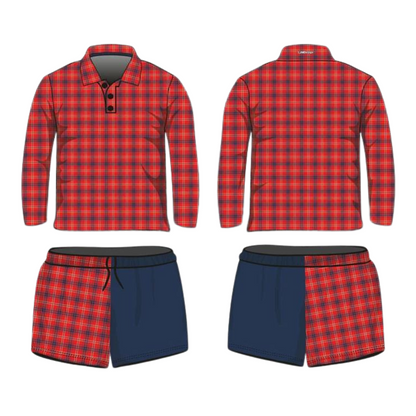 Australian | Red Flanny Long or Short Sleeve Sun Shirt Z and TEE camping fishing LJM men MEN'S DESIGNS mens MENS DESIGNS Preorder quick dry spo-default spo-disabled sun sun shirt sun shirts sunsafe tartan uv