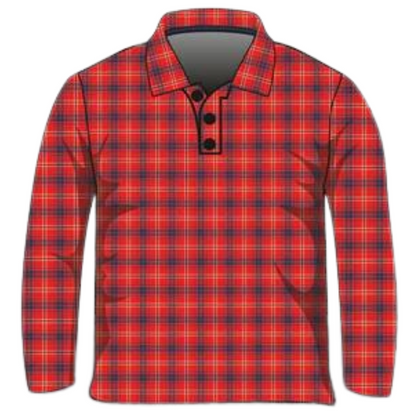 Australian | Red Flanny Long or Short Sleeve Sun Shirt Z and TEE camping fishing LJM men MEN'S DESIGNS mens MENS DESIGNS Preorder quick dry spo-default spo-disabled sun sun shirt sun shirts sunsafe tartan uv