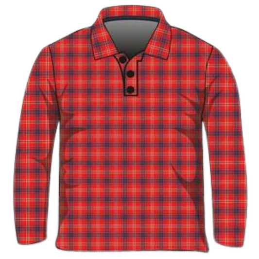 Australian | Red Flanny Long or Short Sleeve Sun Shirt Z and TEE camping fishing LJM men MEN'S DESIGNS mens MENS DESIGNS Preorder quick dry spo-default spo-disabled sun sun shirt sun shirts sunsafe tartan uv