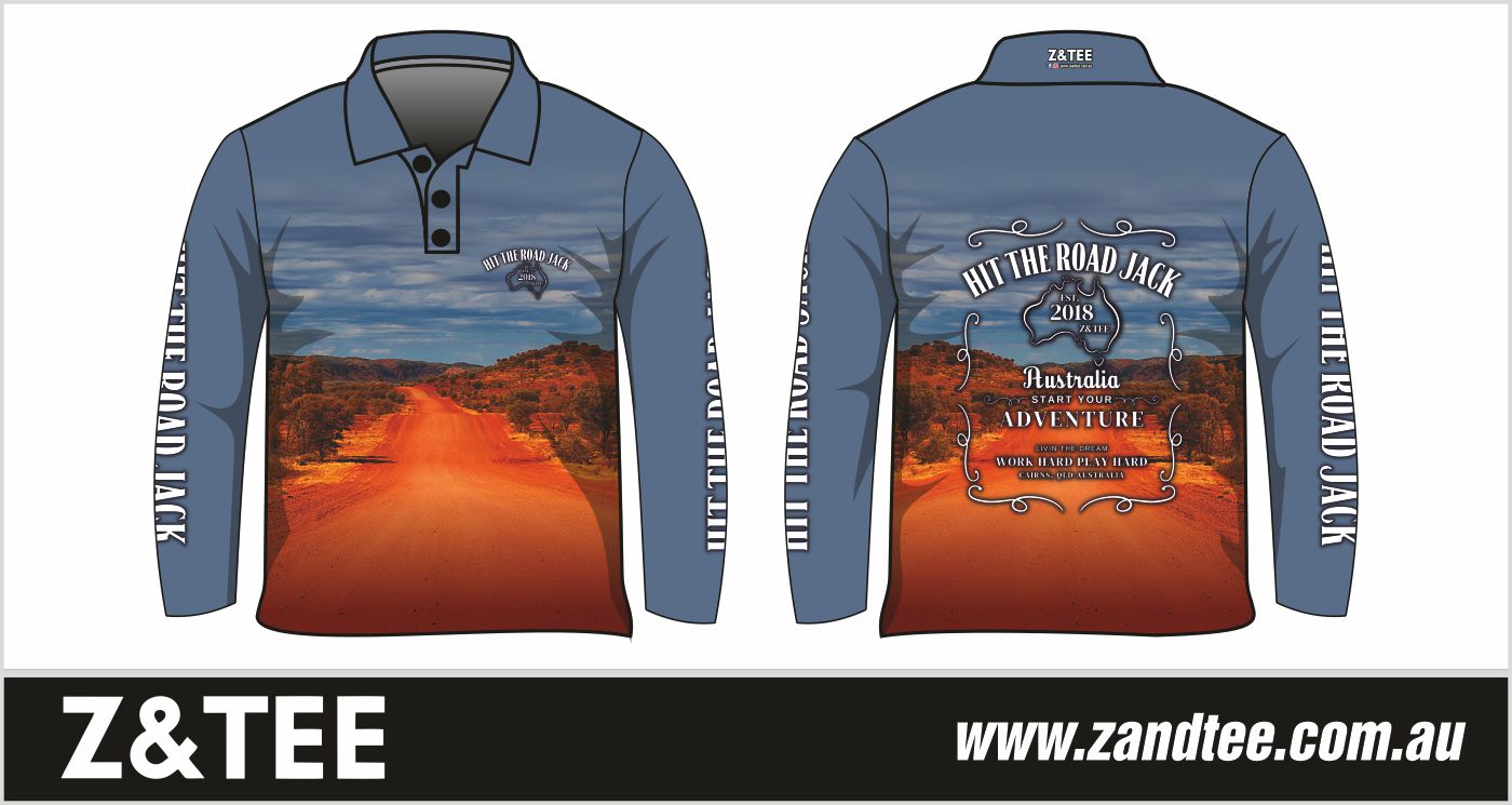 Australian | Hit the Road Jack Camping Shirt Long or Short Sleeve Z and TEE 4x4 Australia Australia Day Australian Australiana camping camping shirt fishing jack daniels LJM men MEN'S DESIGNS mens offroad Preorder quick dry spo-default spo-disabled sun sun shirt sun shirts sunsafe uv