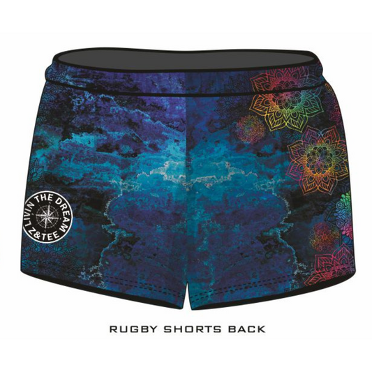 Rugby Shorts | Kaleidoscope Mandala LJM Designs camping FISHING in stock LJM PATTERN AND PLAIN DESIGNS quick dry spo-default spo-disabled sun sun shirt sun shirts sunsafe SWIMMING uv Women WOMEN'S DESIGNS Women's Fishing womens z&tee