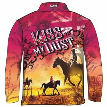 Western | Kiss My Dust Australia Shirt Long or Short Sleeve Z and TEE Australia Australia Day Australian camping COUNTRY WESTERN DESIGNS fishing LJM men mens Preorder quick dry spo-default spo-disabled sun sun shirt sun shirts sunsafe uv WOMEN'S DESIGNS