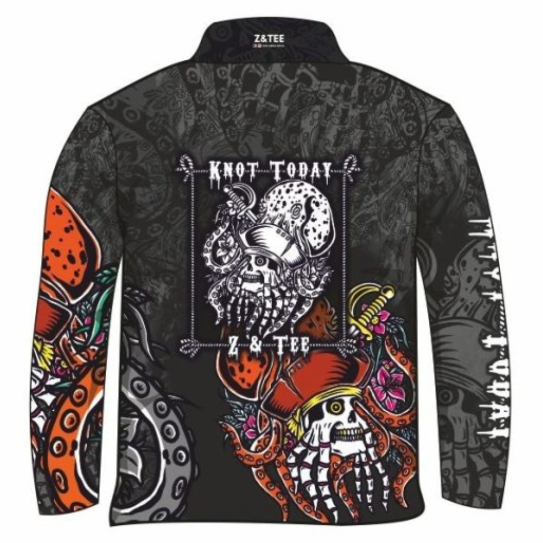 Knot Today | Black Ink Kraken Shirt Long or Short Sleeve Z and TEE BOYS DESIGNS camping fishing LJM men MEN'S DESIGNS mens Preorder quick dry spo-default spo-disabled sun sun shirt sun shirts sunsafe uv