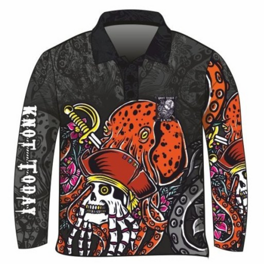 Knot Today | Black Ink Kraken Shirt Long or Short Sleeve Z and TEE BOYS DESIGNS camping fishing LJM men MEN'S DESIGNS mens Preorder quick dry spo-default spo-disabled sun sun shirt sun shirts sunsafe uv