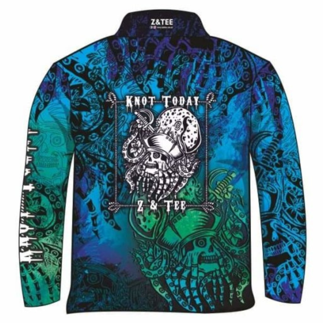 Knot Today | Deep Blue Kraken Fishing Shirt Z and TEE blue boy boys BOYS DESIGNS camping fishing green LJM men MEN'S DESIGNS mens ocean pirate Preorder quick dry sea spo-default spo-disabled sun sun shirt sun shirts sunsafe uv