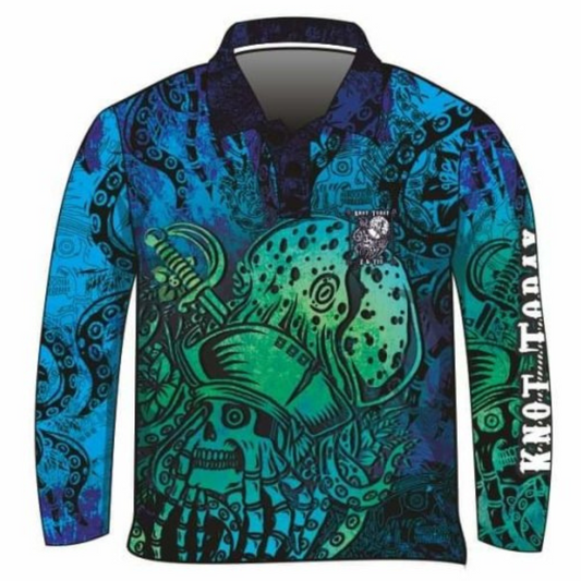 Knot Today | Deep Blue Kraken Fishing Shirt Z and TEE blue boy boys BOYS DESIGNS camping fishing green LJM men MEN'S DESIGNS mens ocean pirate Preorder quick dry sea spo-default spo-disabled sun sun shirt sun shirts sunsafe uv